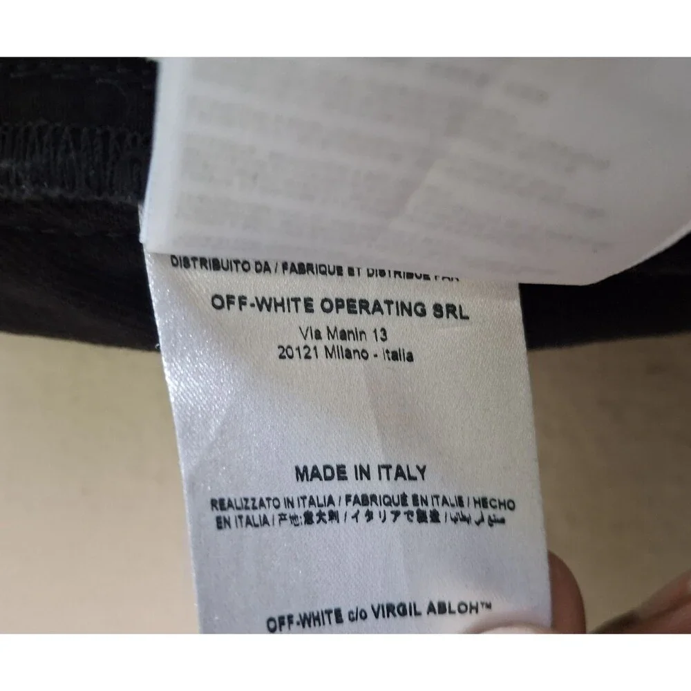 Off White Virgil Abloh Black Denim Slim Fit Jeans 28 Logo Tape Side Stripe ITALY
